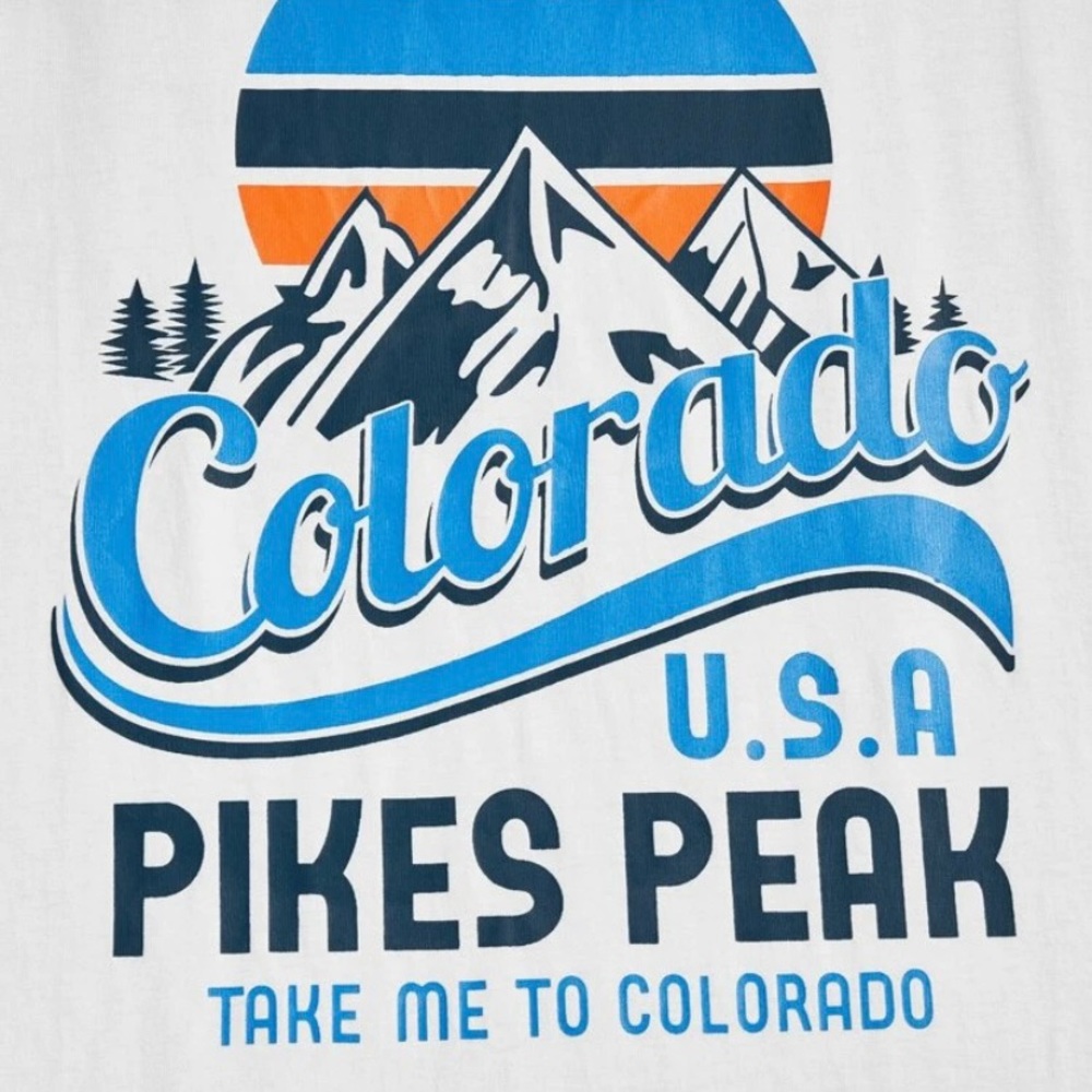NWT ROMWE White Letter Mountain Colorado Graphic Tee Unisex - Picture 2 of 5
